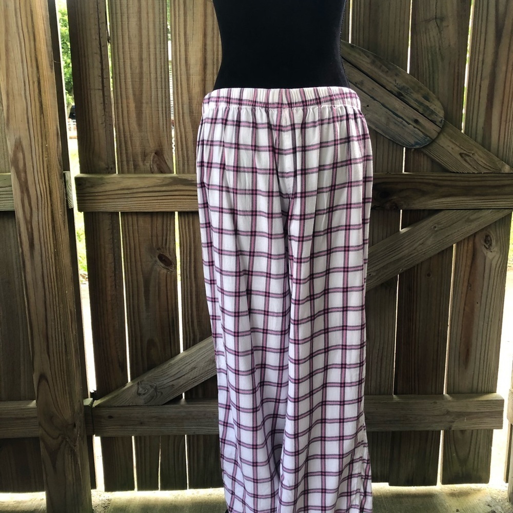 Victoria’s Secret Long Sleeve Pink Plaid Button Up Drawstring Pajama Set Size L - Picture 5 of 10